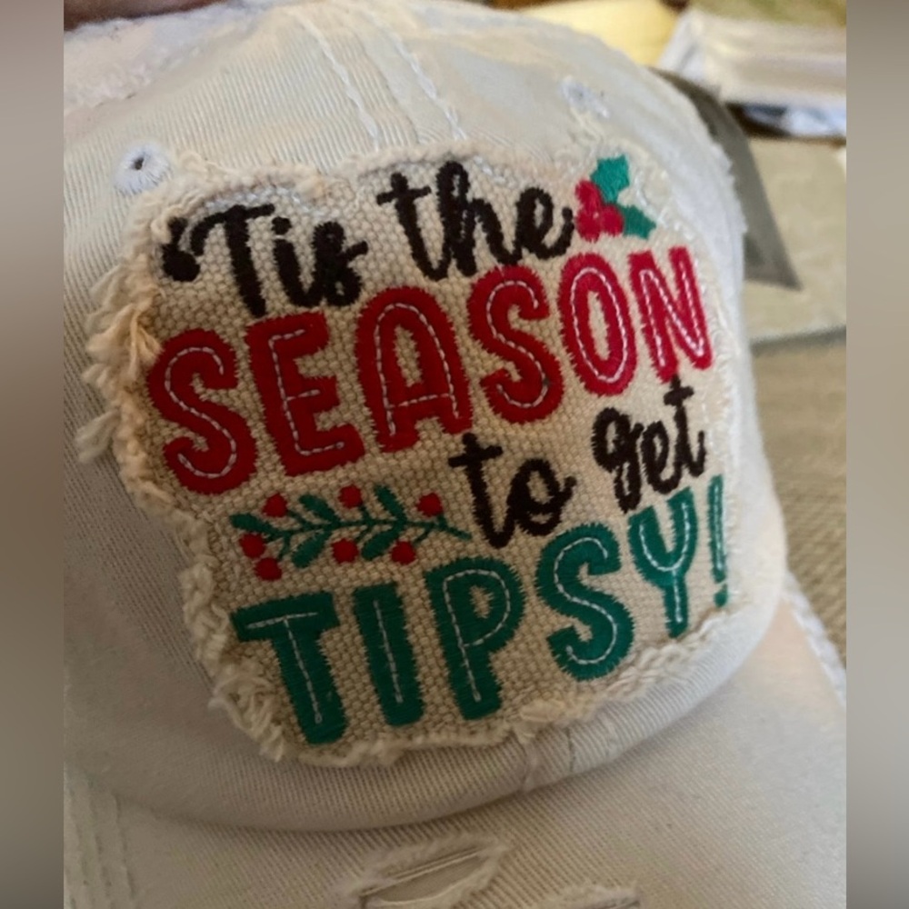 Sale Kbethos trucker cap Beige (‘Tis the Season to be Tipsy) distressed - Picture 2 of 5